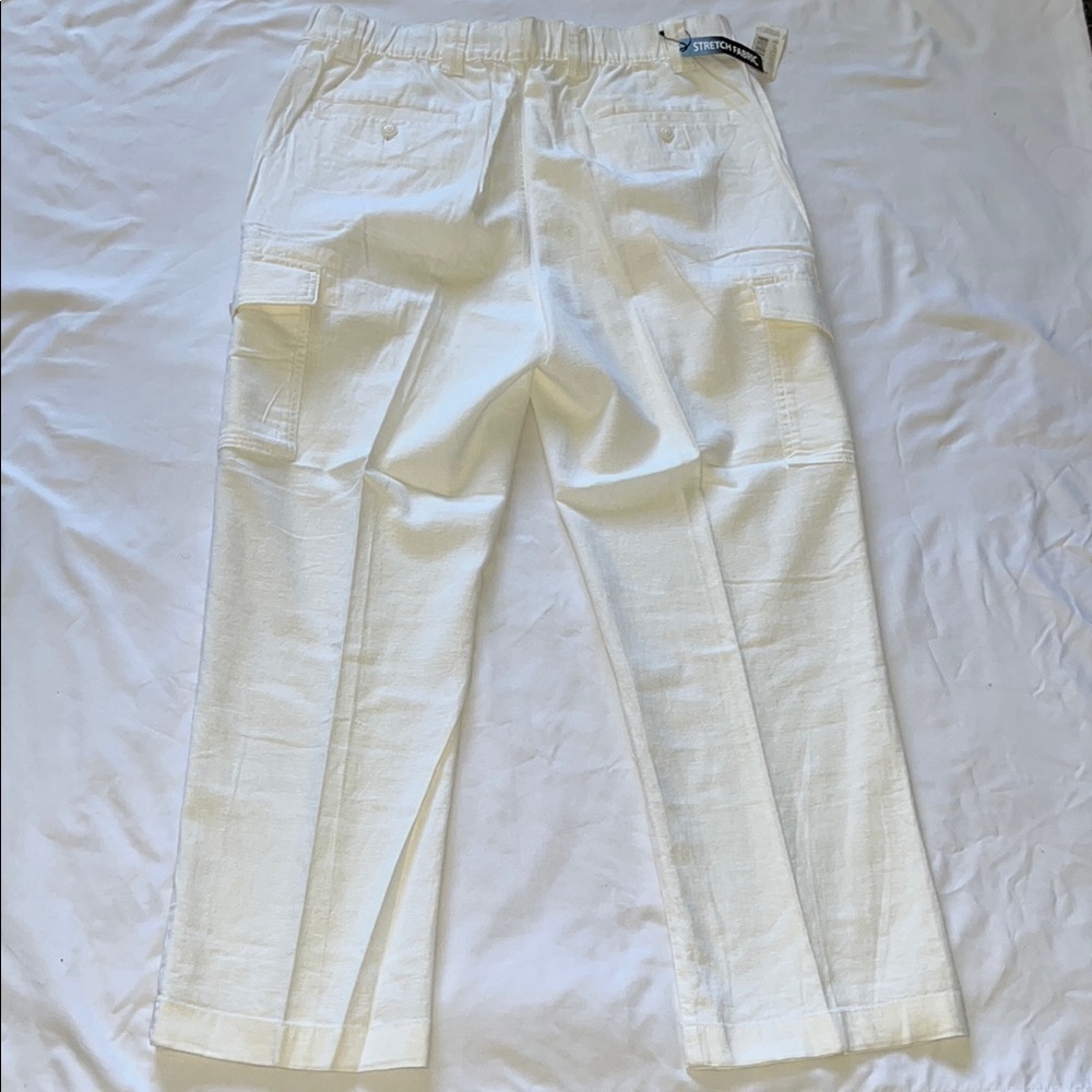 Roundtree & Yorke White Cargo Pants Utility Style - Picture 6 of 12